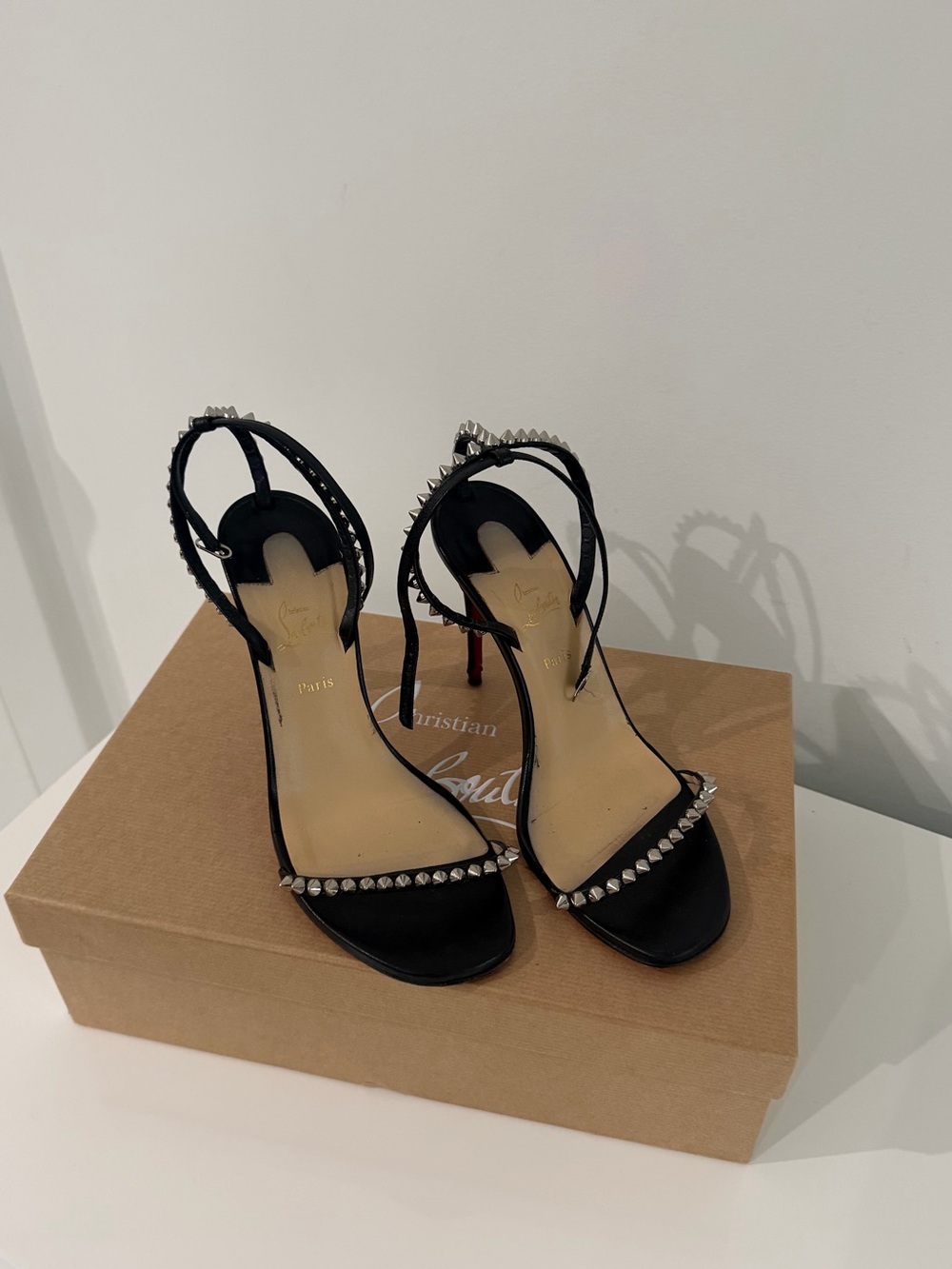 Christian Louboutin Black Crystal-Trim Stiletto Sandals